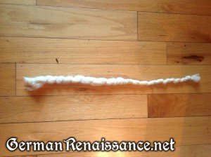 The length of twisted, bound wool.